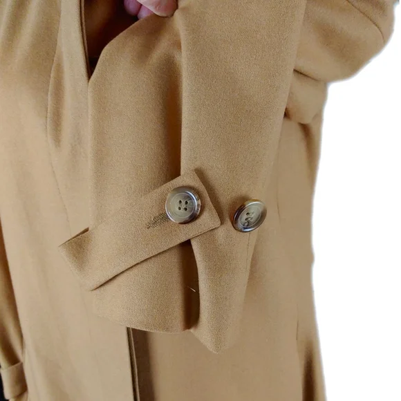 Herve Bernard by Bernard Holtzman Camel Wool Blend Trench Coat - Picture 7 of 10